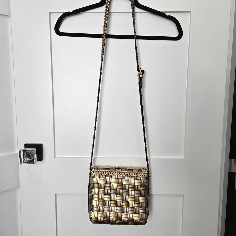 Like New CEM Gem Tone Woven Crossbody Bag - Gold, Silver, Copper